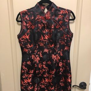 Oriental style dress black and red
